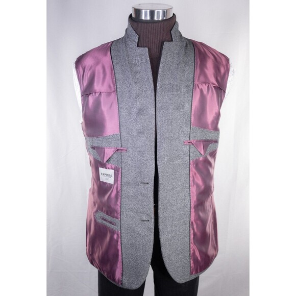 Express Photographer Blazer Sport Coat Mens 40R Fitted Plaid 2 Button Wool Blend - Picture 9 of 14
